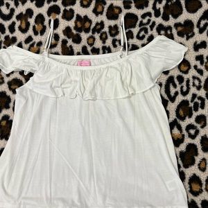 Lilly Pulitzer Tamiami Pink Ruffle Blouse size L